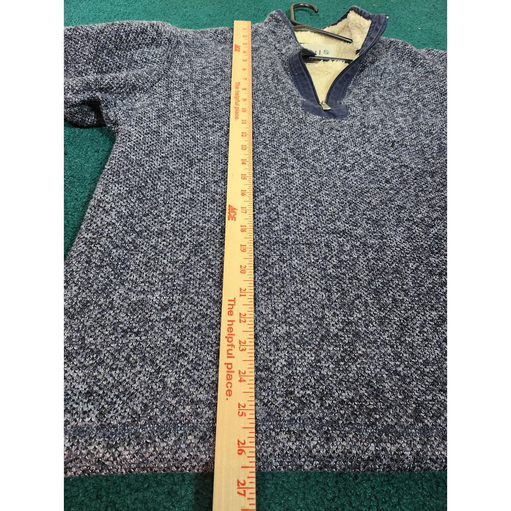 Men's Large Orvis Sherpa Lined Quarter Zip Blue Sweater Pullover - Picture 5 of 7